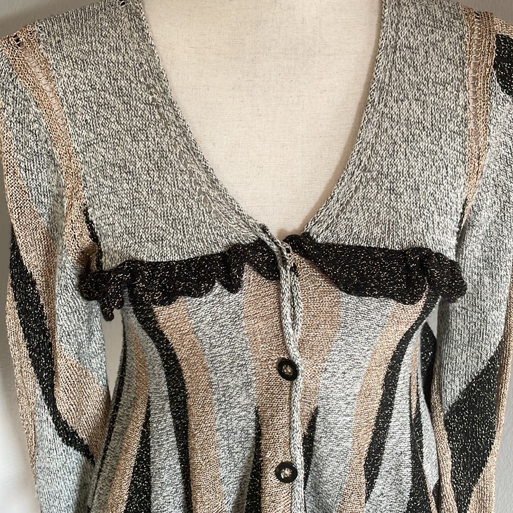 3.1 Phillip Lim wool, rayon, linen multicolored cardigan with sparkles size XS - Picture 3 of 11